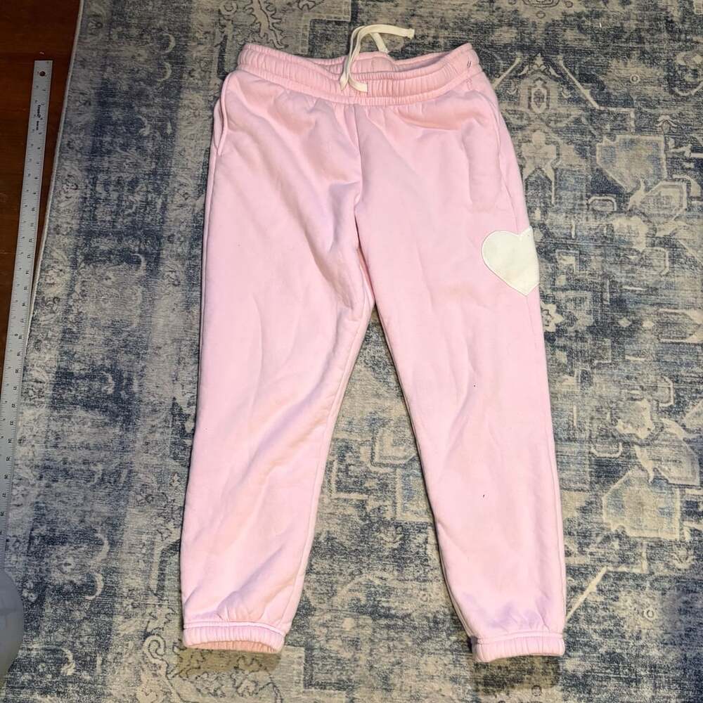 No Boundaries Pink Heart Patch Jogger Sweatpants Size L 11-13